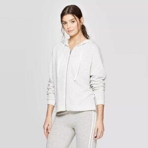 Colsie Women's Sweatshirt Zipper Gray Hooded Sleep Size Small Casual Loungewear